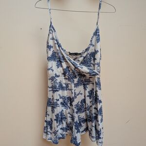 Blue and White Women's Top